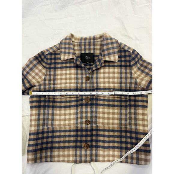 Rails Steffi Plaid Cropped Jacket, Size Small, Flannel Wool Blend, Blue/Beige - Picture 12 of 13